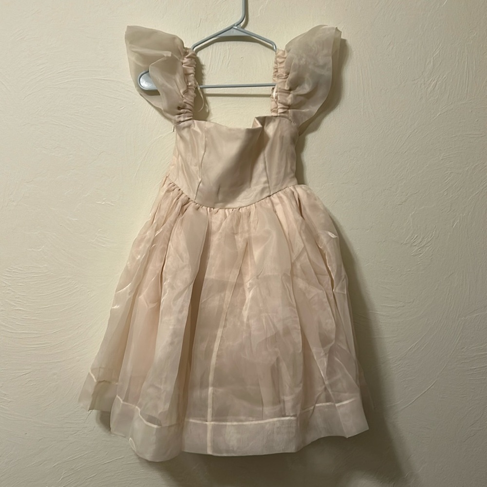 Amable by Mabel Corset Tulle Mini Dress Sz S Beige